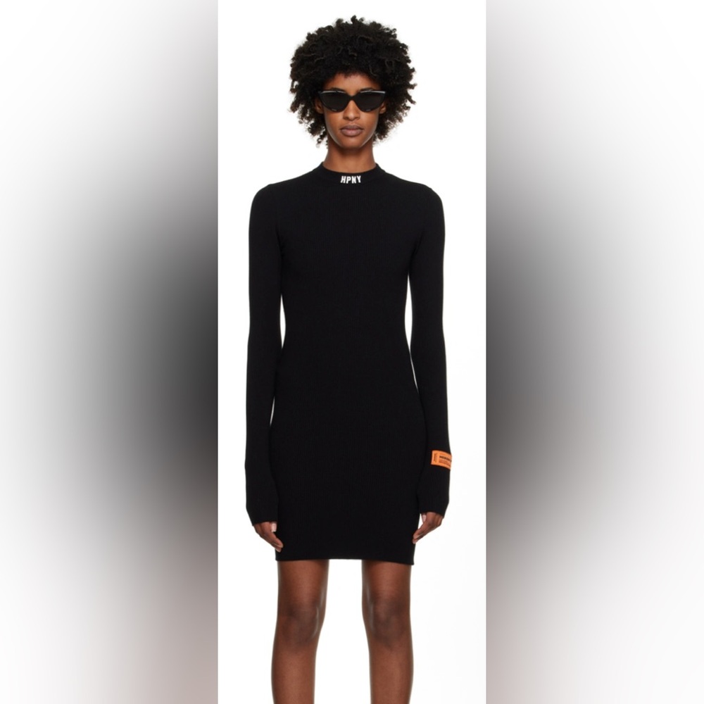 Heron Preston Elegant Black Long Sleeve Dress